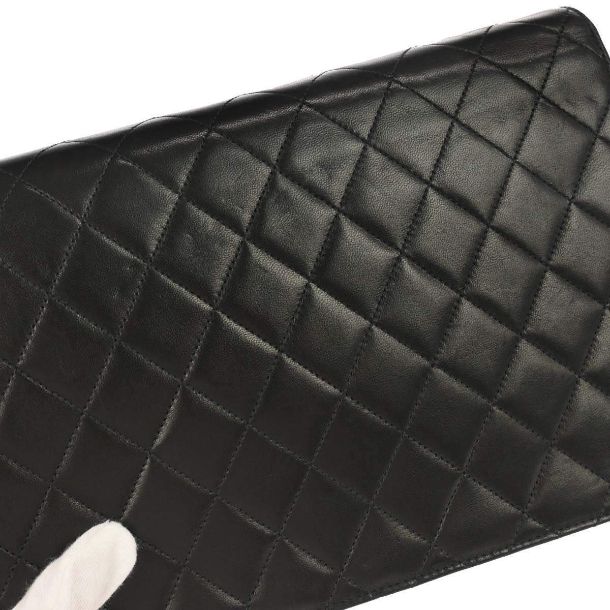 Chanel Flap Shoulder Bag Quilted Lambskin Black Leather Handbag (Pre-Owned)
