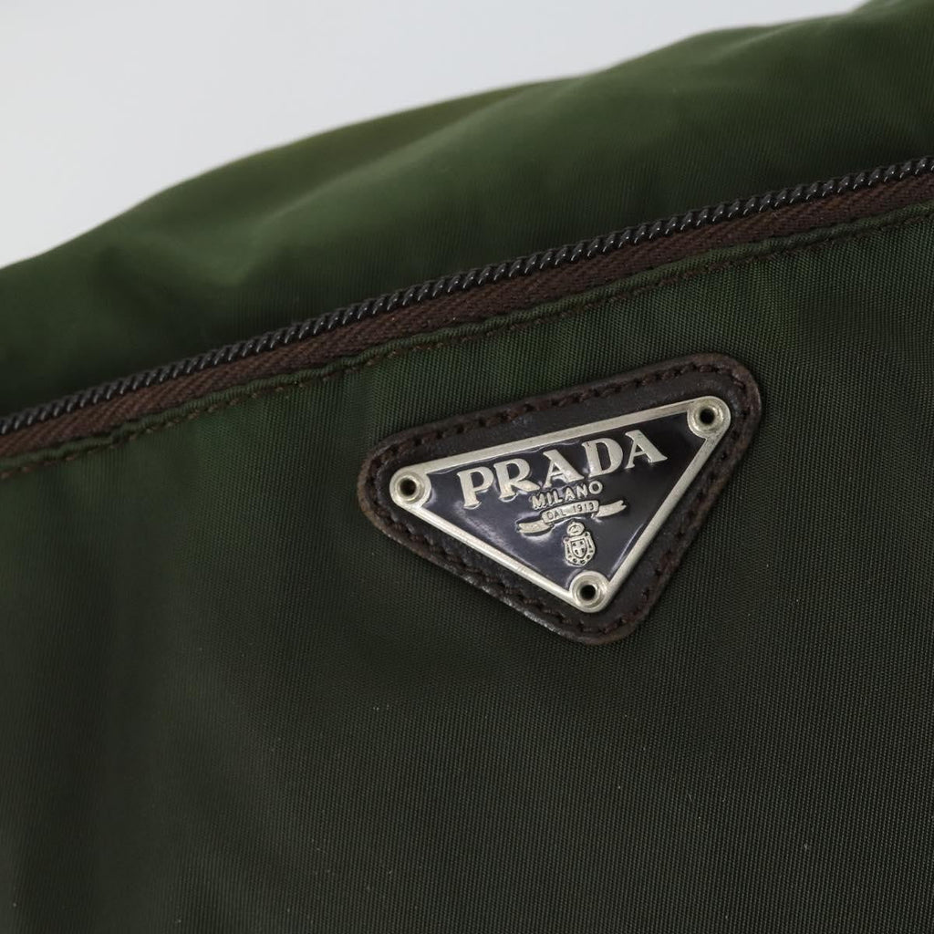 Prada Vintage Shoulder Bag Nylon And Leather Green Nylon Shoulder Bag Bag (Pre-Owned)