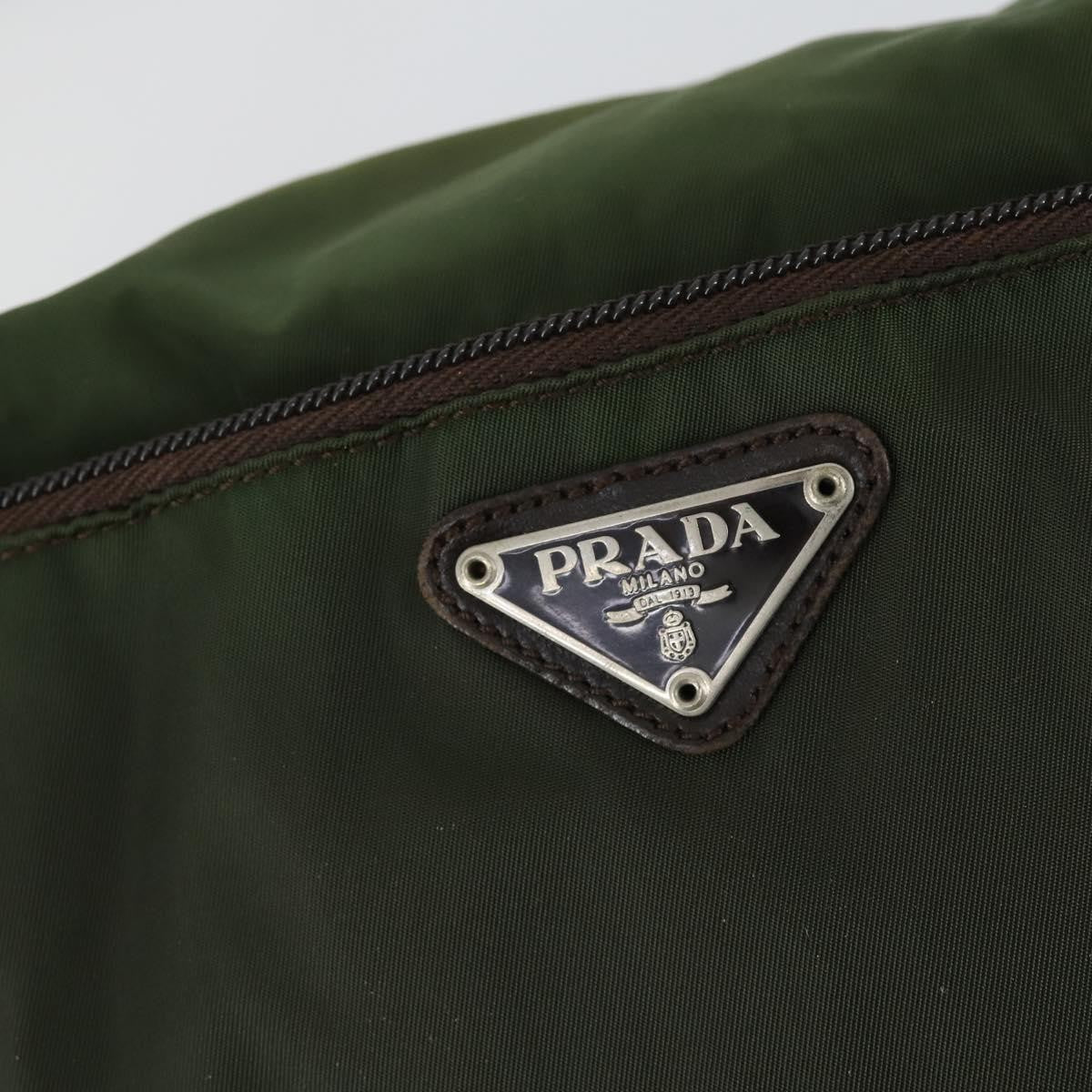 Prada Vintage Shoulder Bag Nylon And Leather Green Nylon Shoulder Bag Bag (Pre-Owned)