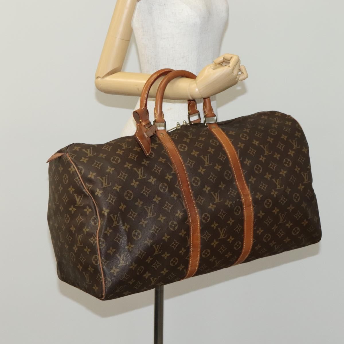 Louis Vuitton Keepall Bag Monogram Canvas Brown Canvas Travel Bag Bag (Pre-Owned)