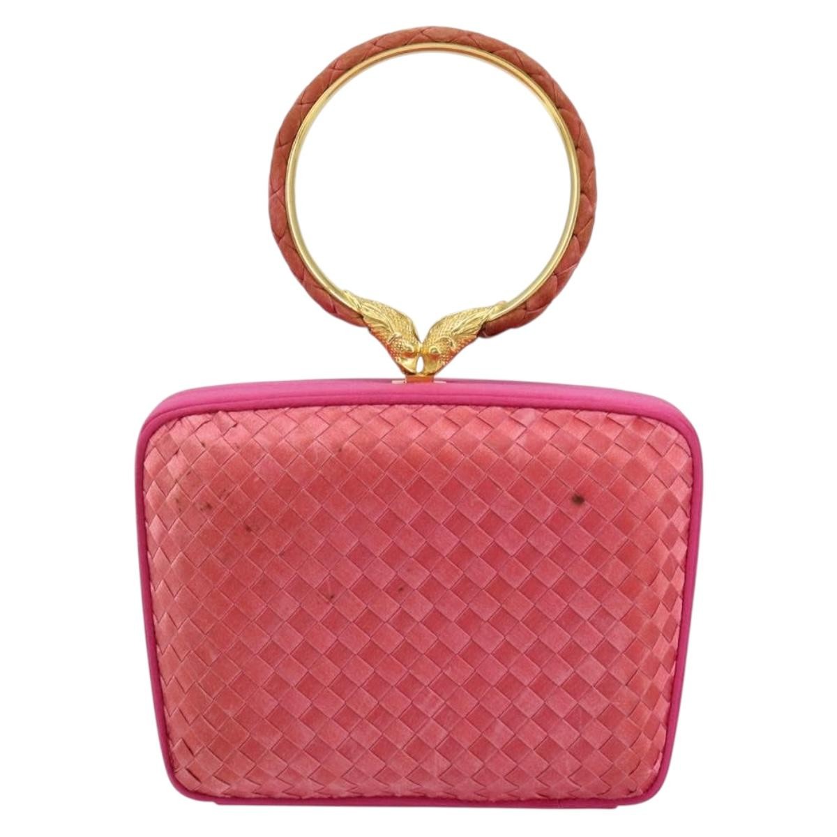 Bottega Veneta Intrecciato Clutch Bag Satin Pink Satin Clutche & Pouche Bag (Pre-Owned)