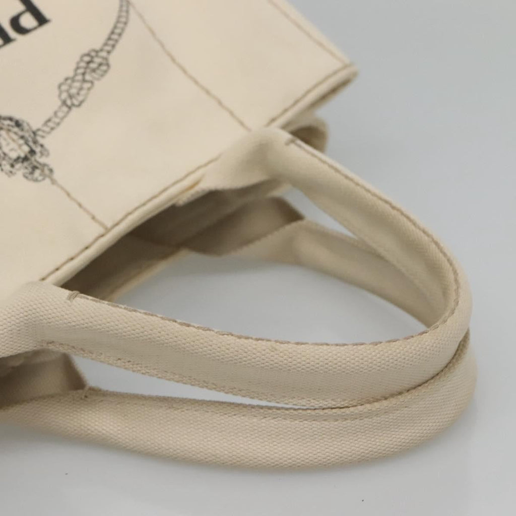 Prada Canapa Tote Canvas White Canvas Tote Bag Bag (Pre-Owned)
