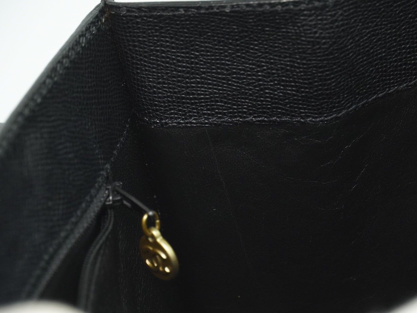 Chanel Vintage Logo Tote Leather Black Leather Tote Bag Bag (Pre-Owned)