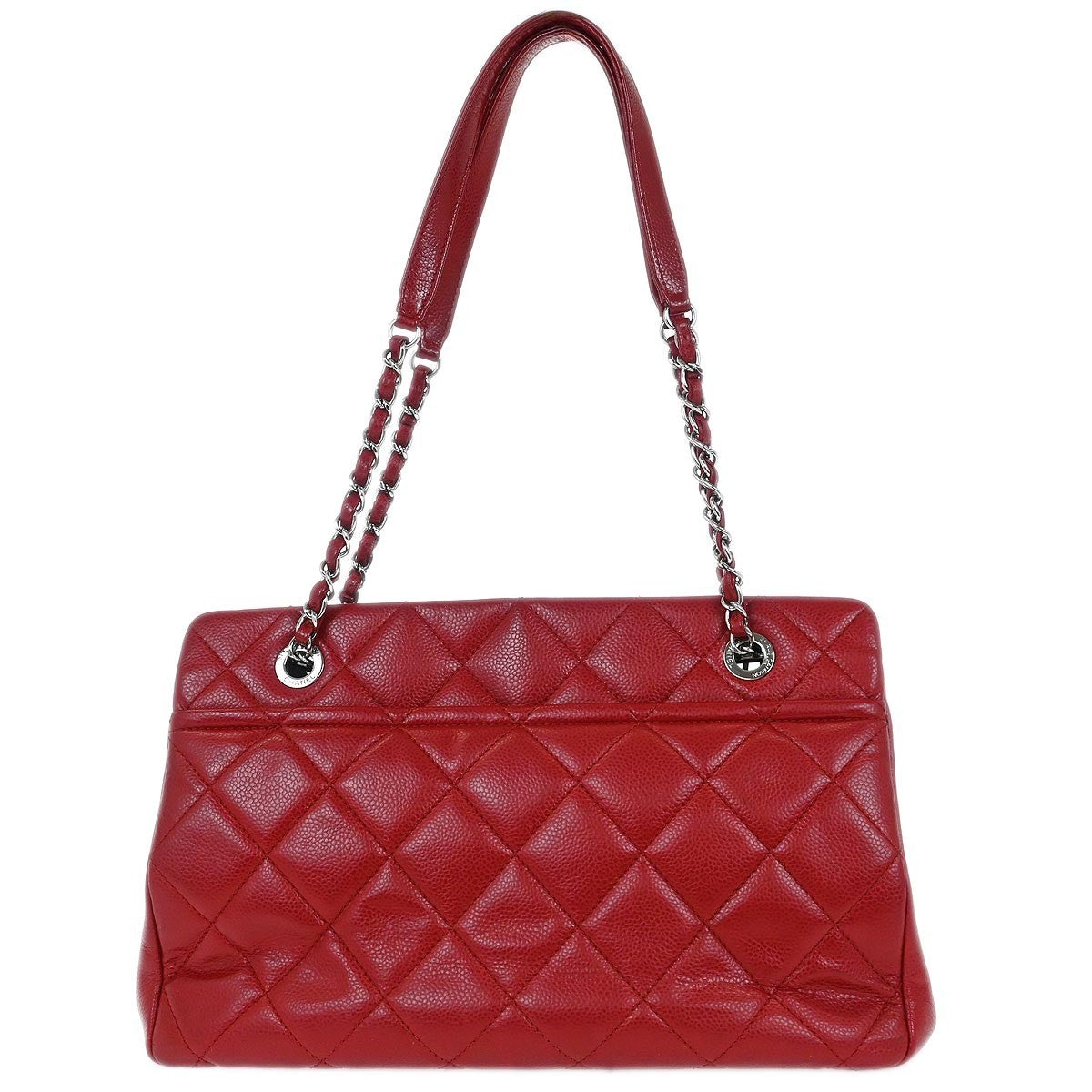 Chanel Timeless Cc Soft Tote Quilted Caviar Red Leather Tote Bag Bag (Pre-Owned)