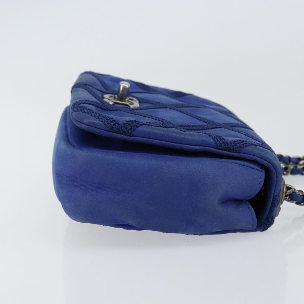 Chanel Diamond Stitch Chain Flap Bag Quilted Iridescent Calfskin Blue Leather Shoulder Bag Bag (Pre-Owned)