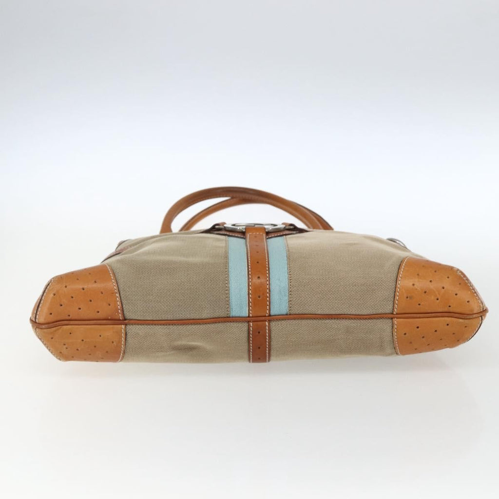 Gucci Reins Web Shoulder Bag Canvas Beige Canvas Shoulder Bag Bag (Pre-Owned)