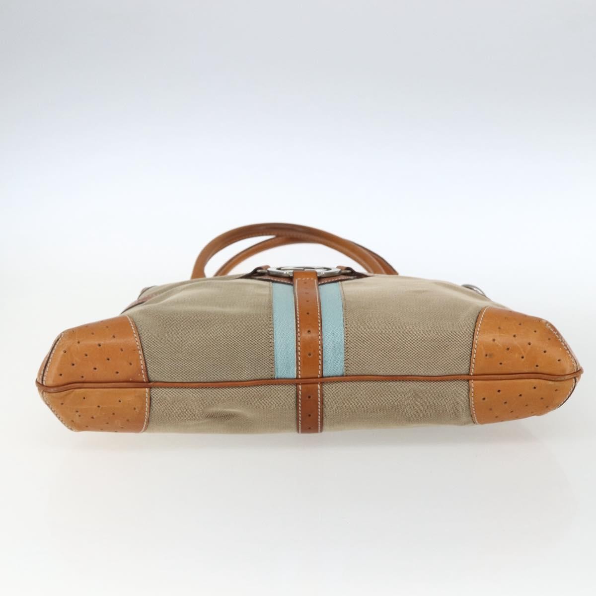 Gucci Reins Web Shoulder Bag Canvas Beige Canvas Shoulder Bag Bag (Pre-Owned)