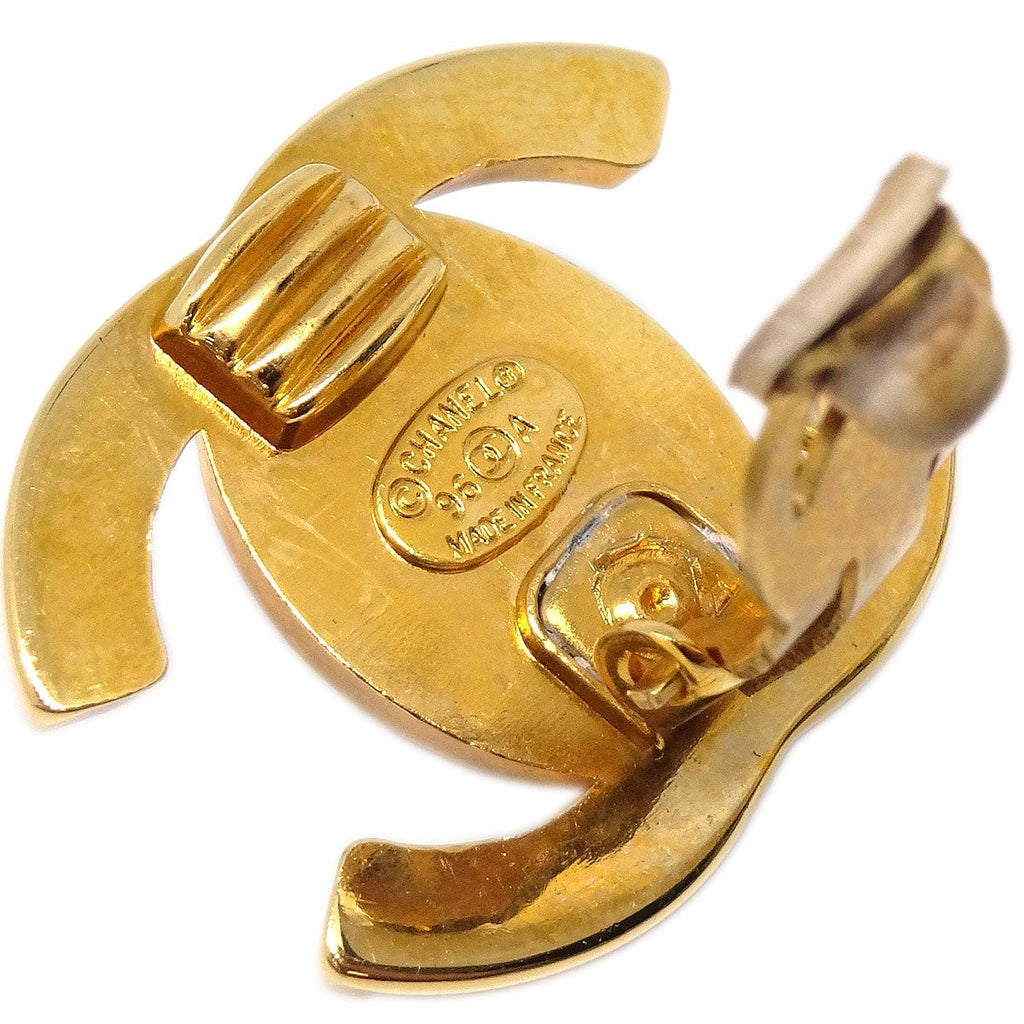 Chanel Cc Turnlock Clip-On Earrings Metal Gold Gold_Plated Earrings Jewelry (Pre-Owned)