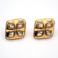 Chanel Vintage Cc Diamond Shape Clips-On Earrings Gold-Plated Gold Gold_Plated Earrings Jewelry (Pre-Owned)