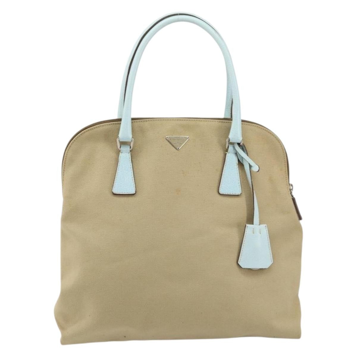 Prada Vintage Handbag Canvas Beige Canvas Handbag (Pre-Owned)