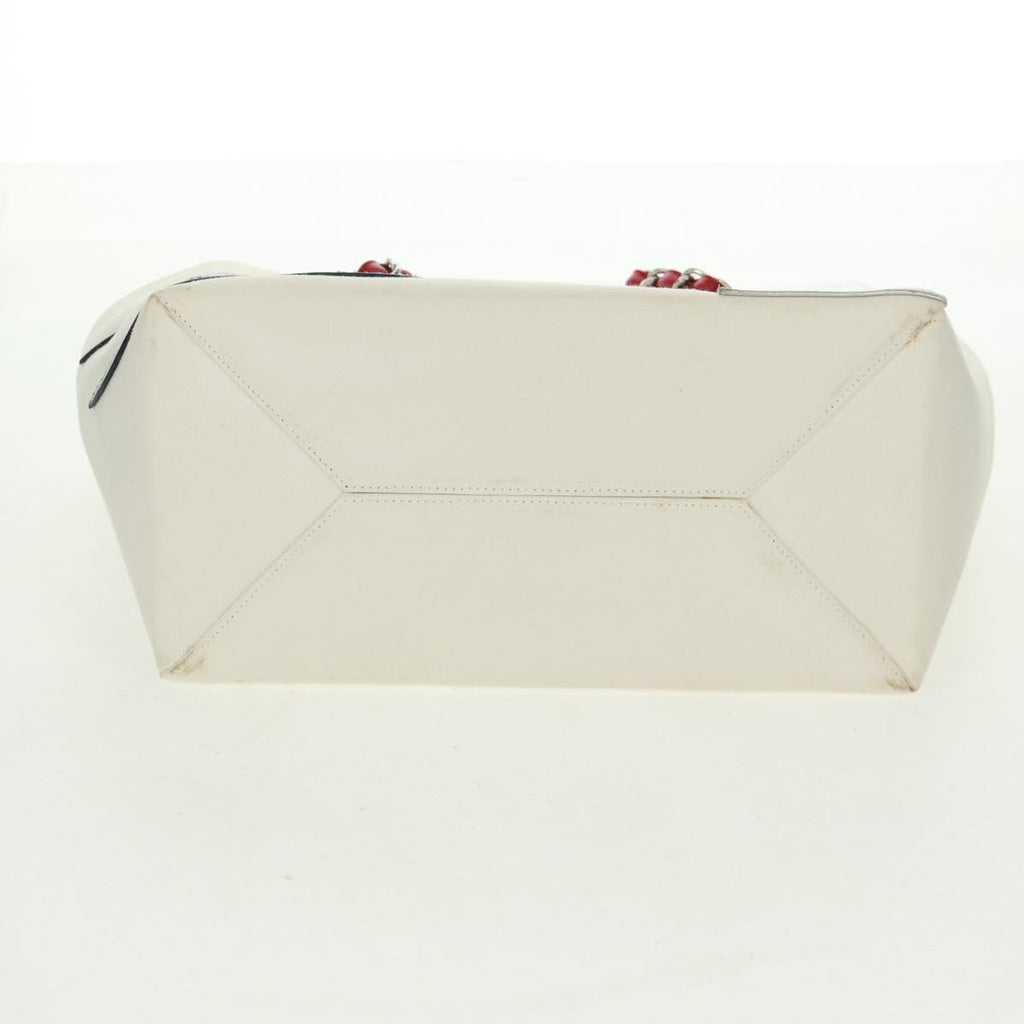 Chanel No.5 Tote Canvas And Leather White Canvas Tote Bag Bag (Pre-Owned)