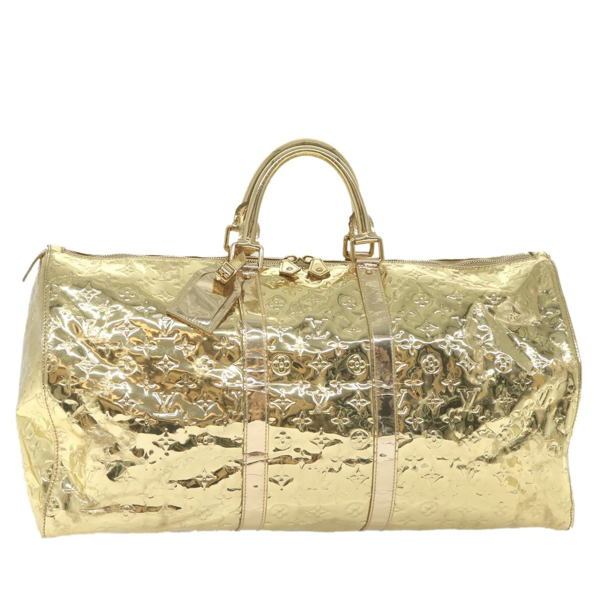 Louis Vuitton Keepall Bag Monogram Miroir Pvc Gold Patent_Leather Travel Bag Bag (Pre-Owned)