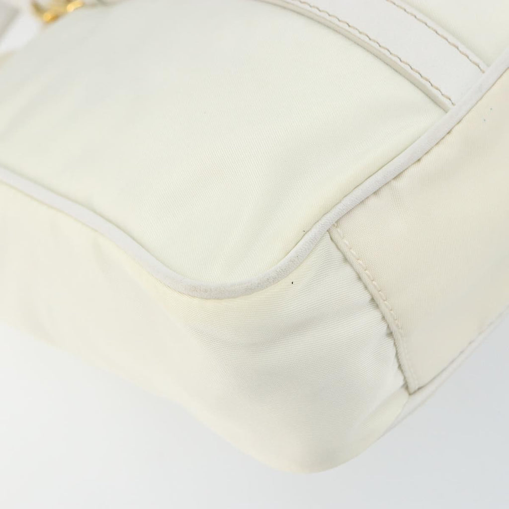 Prada Vintage Tote Tessuto With Leather White Nylon Tote Bag Bag (Pre-Owned)