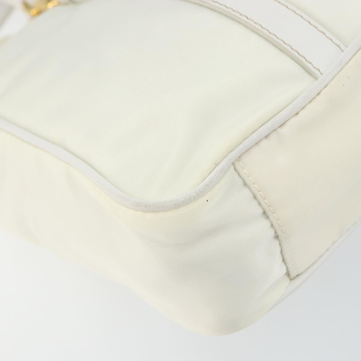 Prada Vintage Tote Tessuto With Leather White Nylon Tote Bag Bag (Pre-Owned)