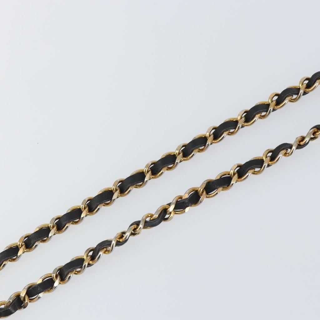 Chanel Vintage Logo Chain Belt Metal And Leather Black Metal Belts Accessory (Pre-Owned)