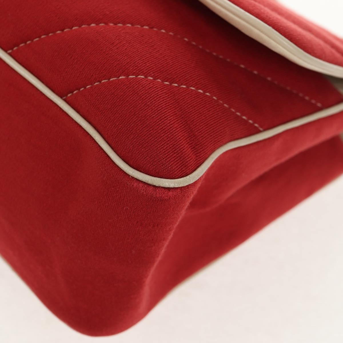 Chanel Leo Lion Flap Bag Chevron Jersey Red Cotton Shoulder Bag Bag (Pre-Owned)