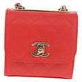 Chanel Trendy Cc Clutch With Chain Quilted Lambskin Red Leather Clutche & Pouche Bag (Pre-Owned)
