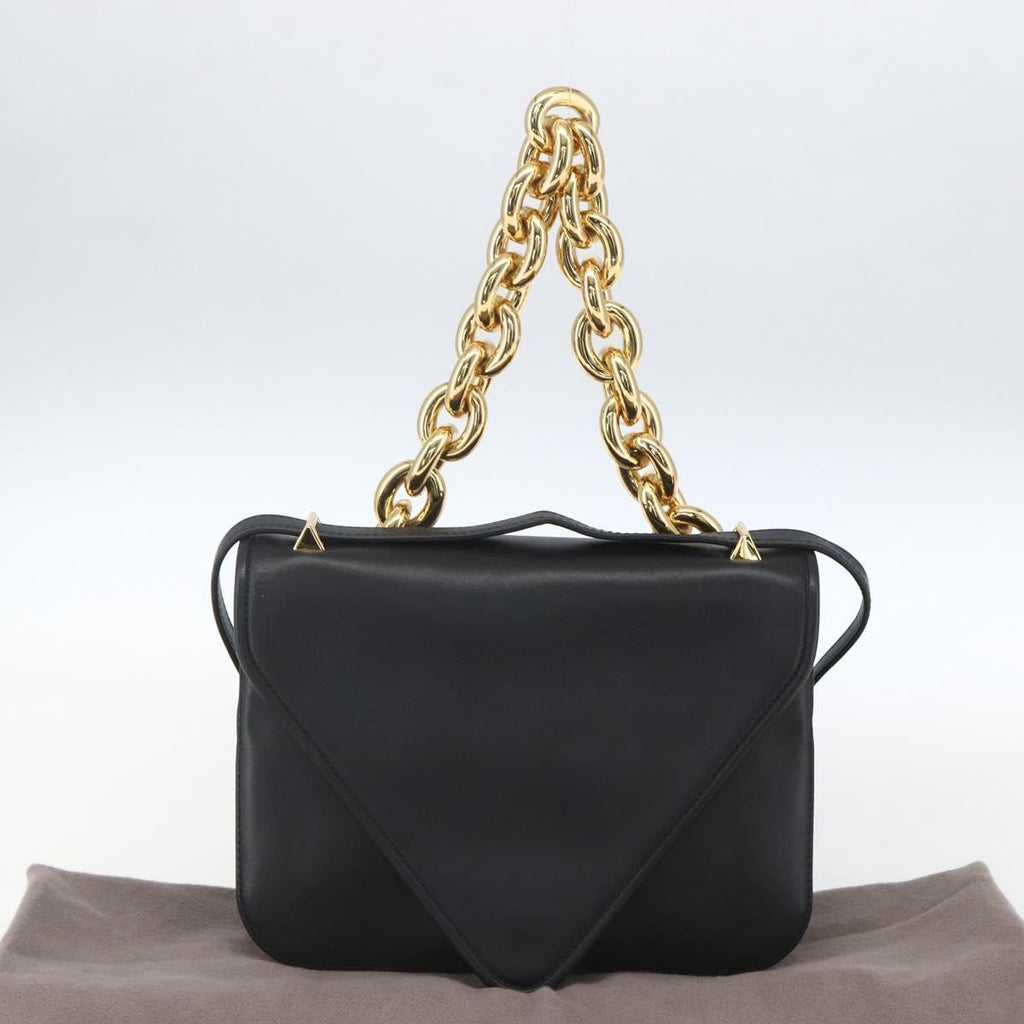 Bottega Veneta Mount Shoulder Bag Leather Black Leather Shoulder Bag Bag (Pre-Owned)