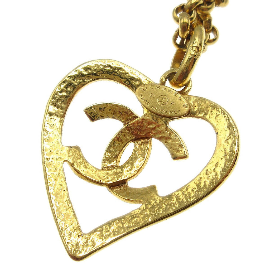 Chanel Cc Heart Pendant Metal Gold Gold_Plated Necklace Jewelry (Pre-Owned)