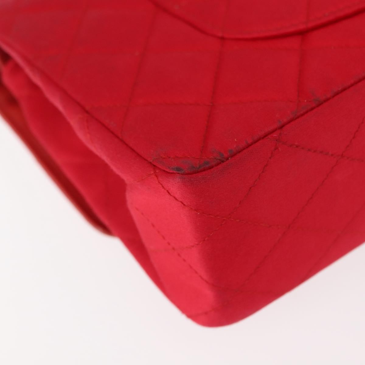 Chanel Timeless - Classic Double Flap Bag Quilted Satin Red Satin Shoulder Bag Bag (Pre-Owned)