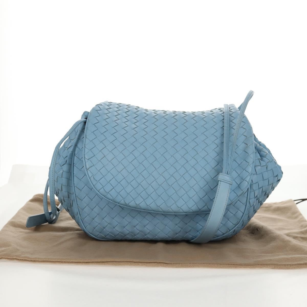 Bottega Veneta Intrecciato Shoulder Bag Leather Blue Leather Shoulder Bag Bag (Pre-Owned)