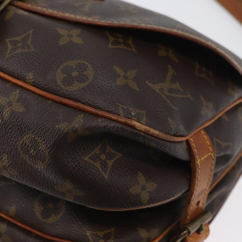 Louis Vuitton Saumur Handbag Monogram Canvas Brown Canvas Shoulder Bag Bag (Pre-Owned)