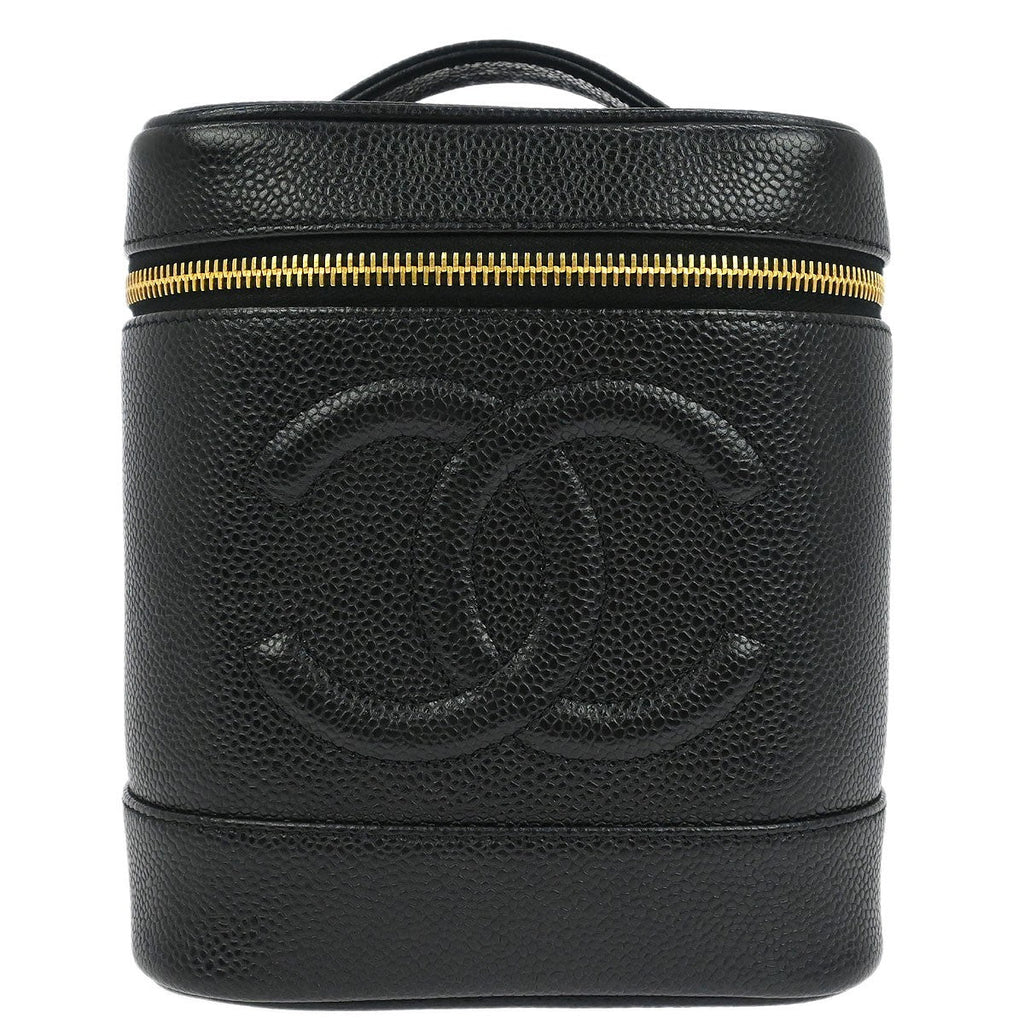 Chanel Vintage Timeless Cosmetic Case Caviar Black Leather Clutche & Pouche Bag (Pre-Owned)