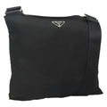 Prada Flat Messenger Bag Tessuto Black Nylon Shoulder Bag Bag (Pre-Owned)