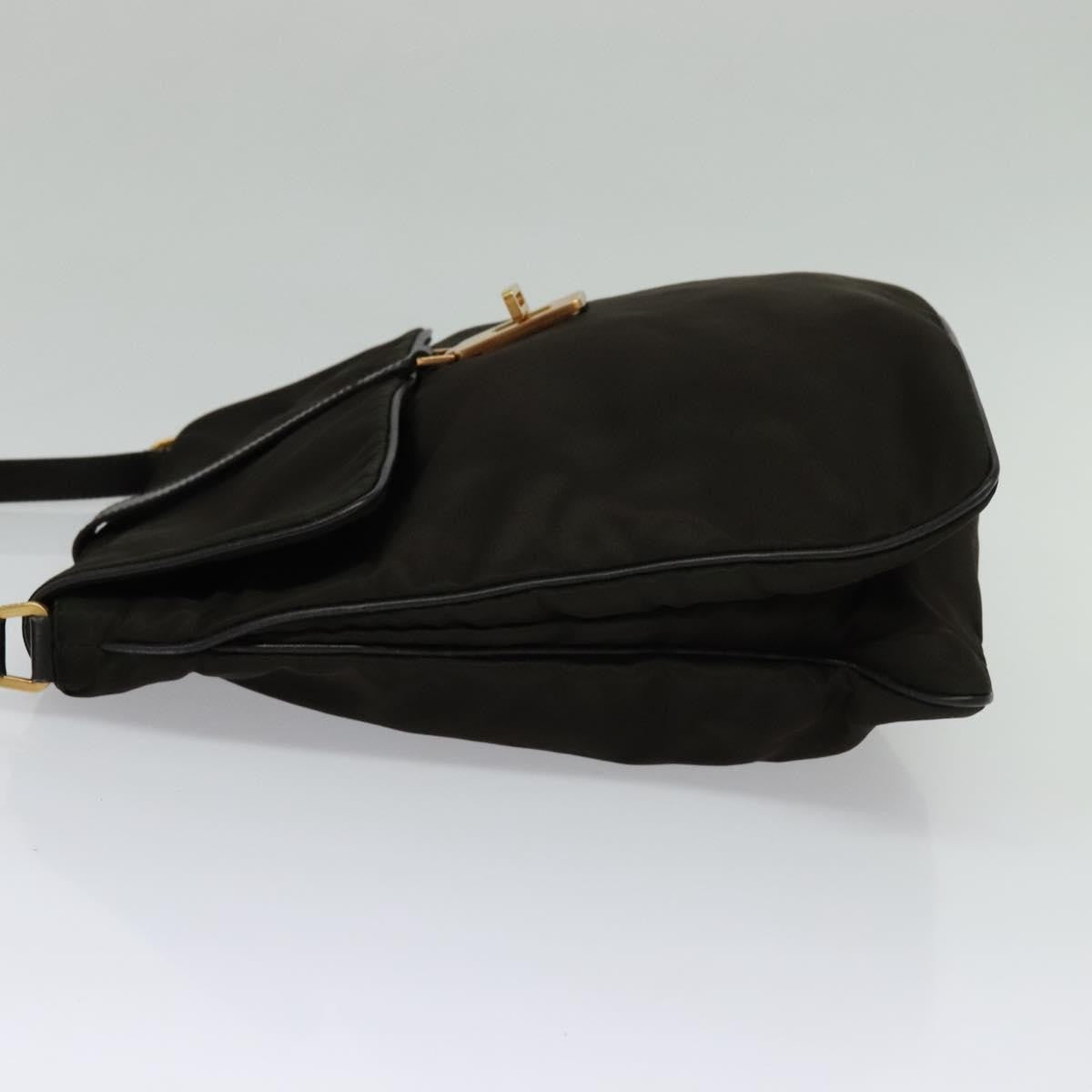 Prada Vintage Flap Messenger Bag Tessuto Khaki Nylon Shoulder Bag Bag (Pre-Owned)