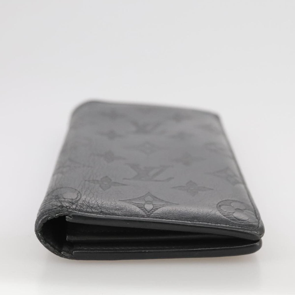 Louis Vuitton Brazza Long Bifold Wallet Monogram Shadow Black Leather Wallets Accessory (Pre-Owned)