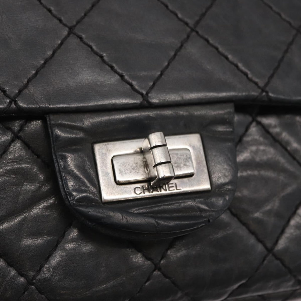 Chanel Reissue 2.55 Flap Bag Quilted Aged Calfskin Black Leather Shoulder Bag Bag (Pre-Owned)