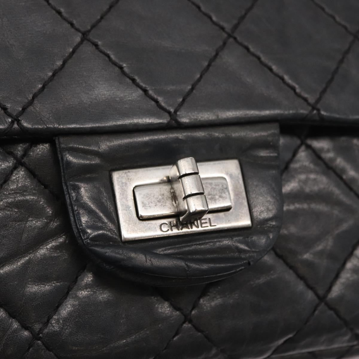 Chanel Reissue 2.55 Flap Bag Quilted Aged Calfskin Black Leather Shoulder Bag Bag (Pre-Owned)
