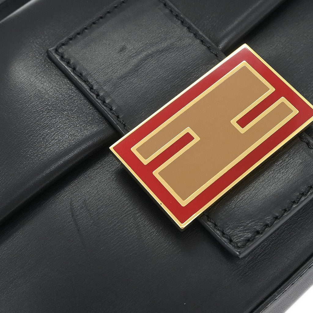 Fendi Baguette Bag Leather Black Leather Shoulder Bag Bag (Pre-Owned)