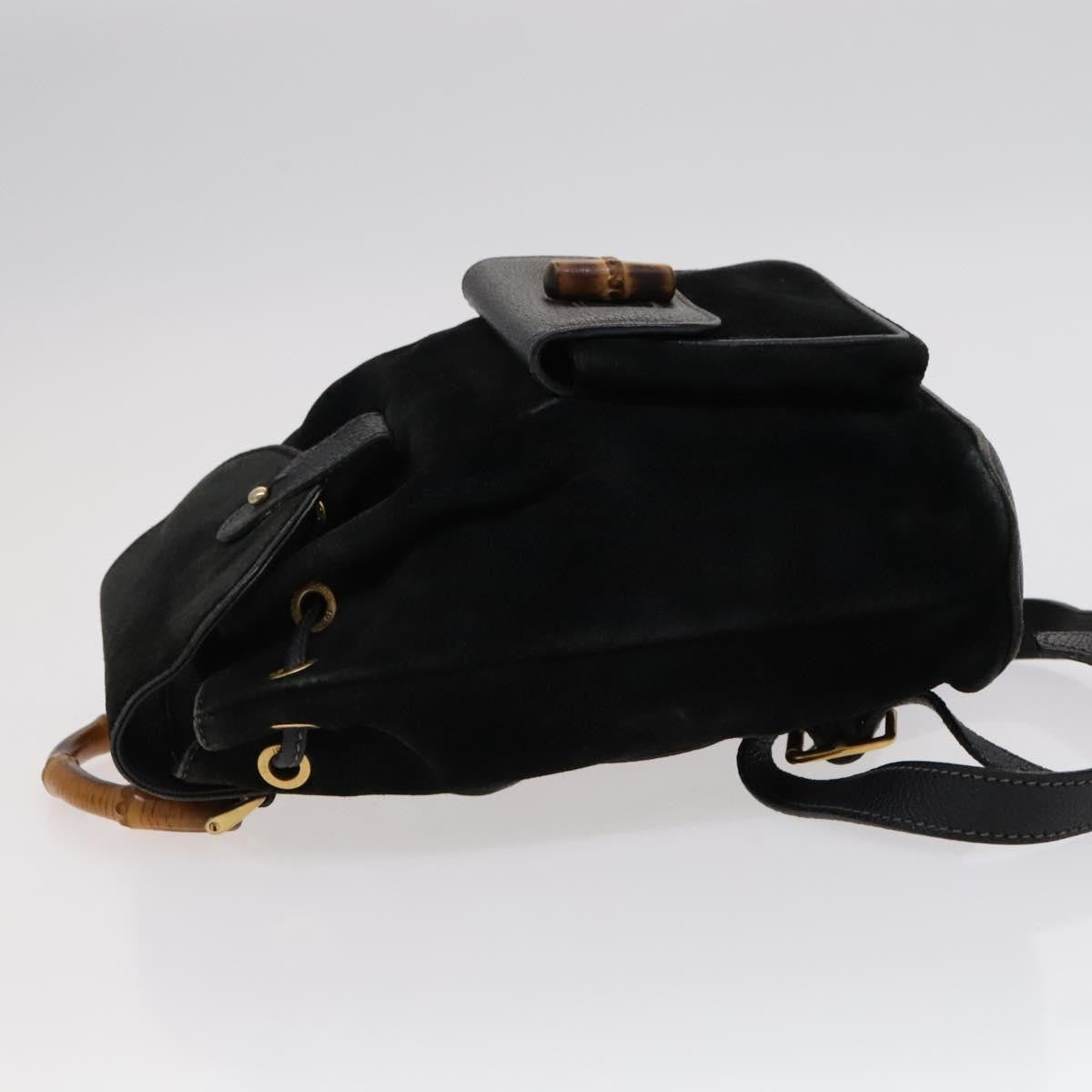 Gucci Gucci Bamboo Backpack Daim Black Suede Backpack Bag (Pre-Owned)