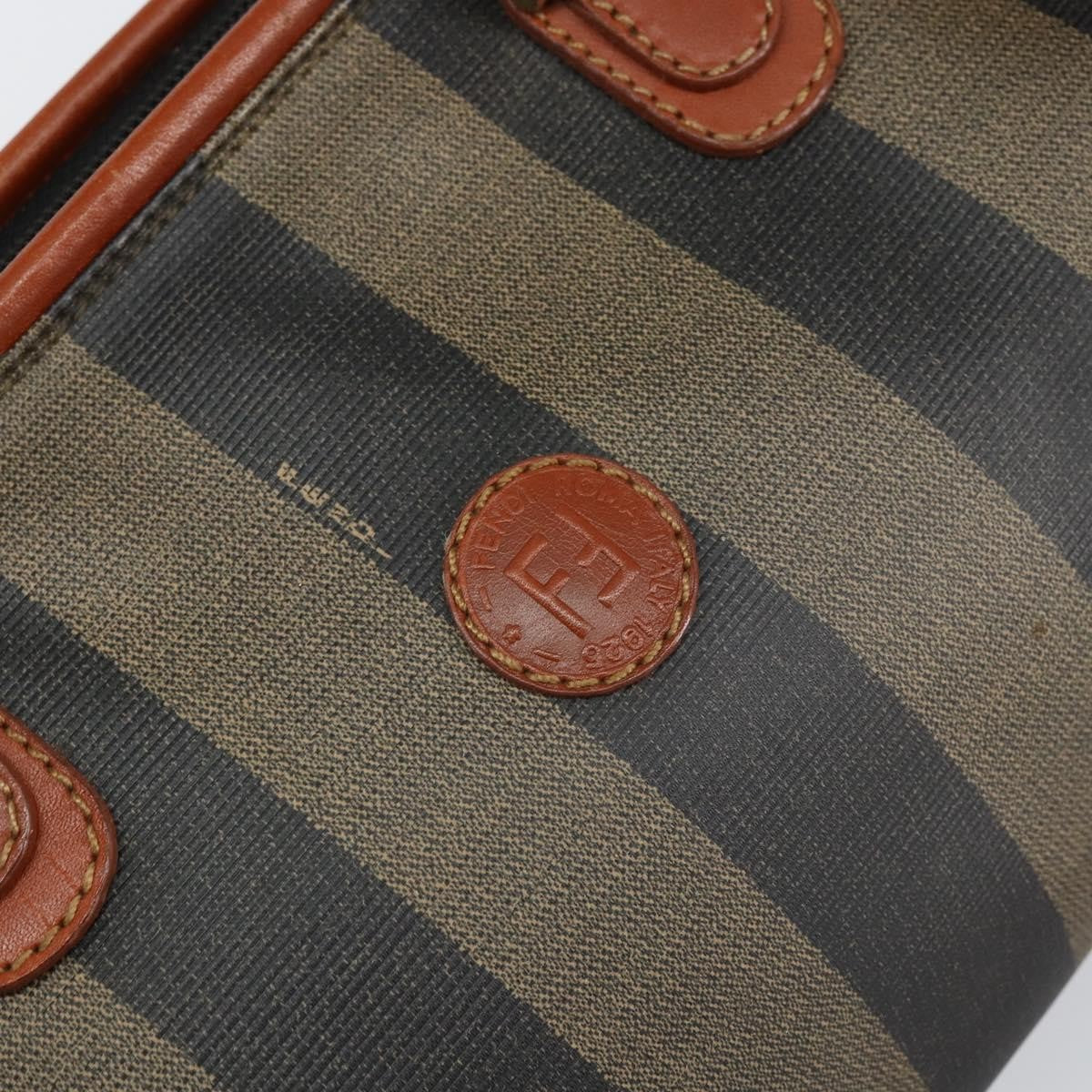 Fendi Vintage Pequin Convertible Boston Bag Coated Canvas Black Canvas Handbag (Pre-Owned)