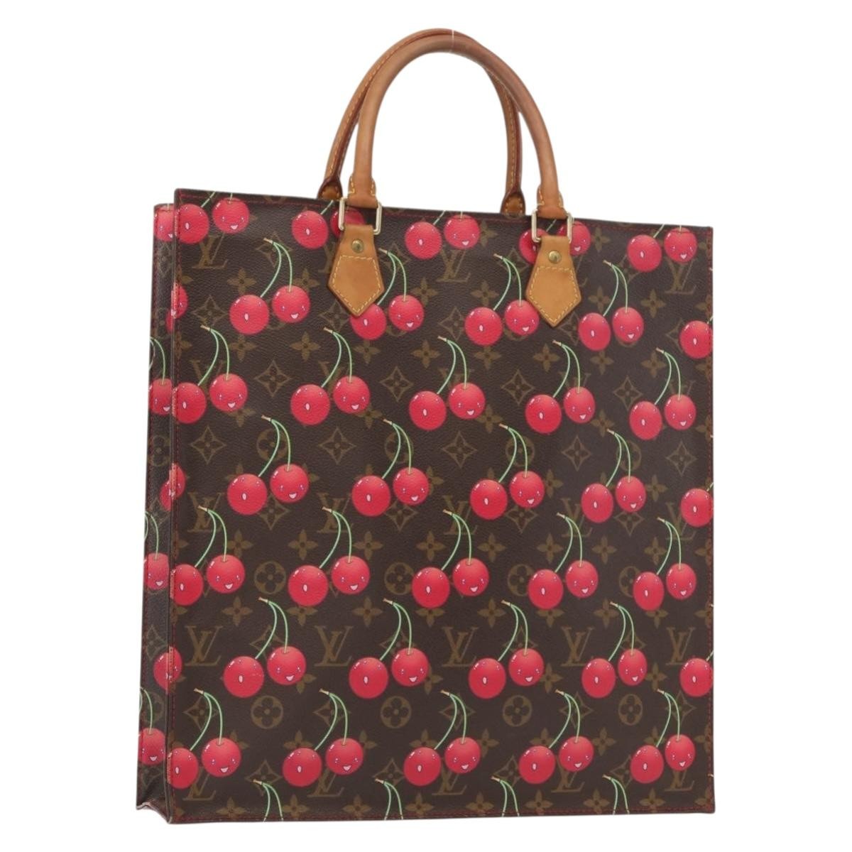 Louis Vuitton Sac Plat Bag Limited Edition Monogram Cerises Brown Canvas Handbag (Pre-Owned)