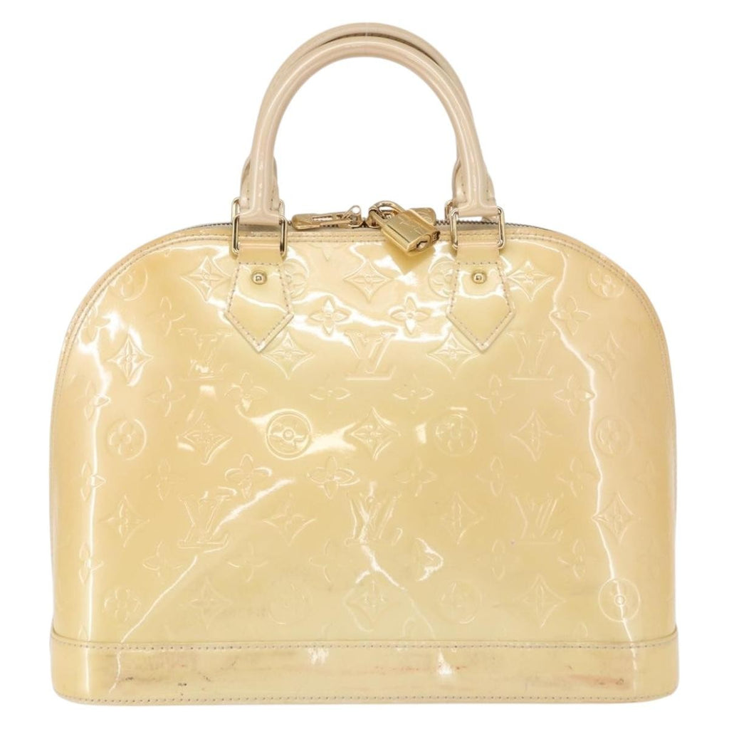 Louis Vuitton Alma Handbag Monogram Vernis Beige Patent_Leather Handbag (Pre-Owned)