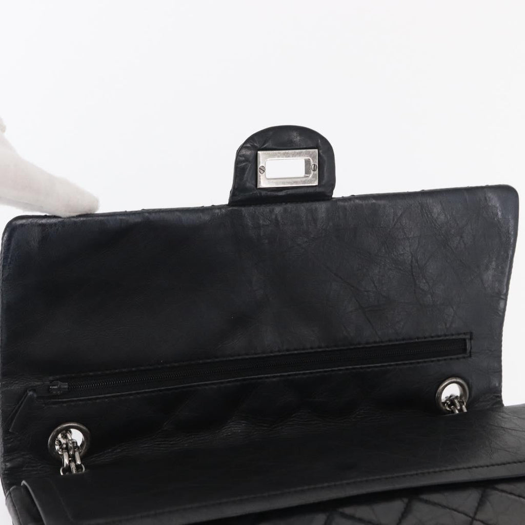Chanel Reissue 2.55 Flap Bag Quilted Aged Calfskin Black Leather Shoulder Bag Bag (Pre-Owned)