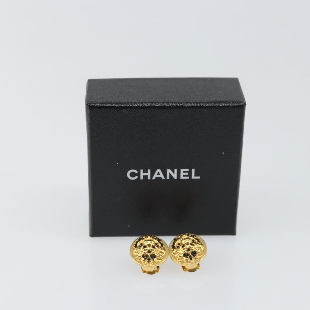 Chanel Vintage Cc Round Clip-On Earrings Metal Gold Metal Earrings Jewelry (Pre-Owned)