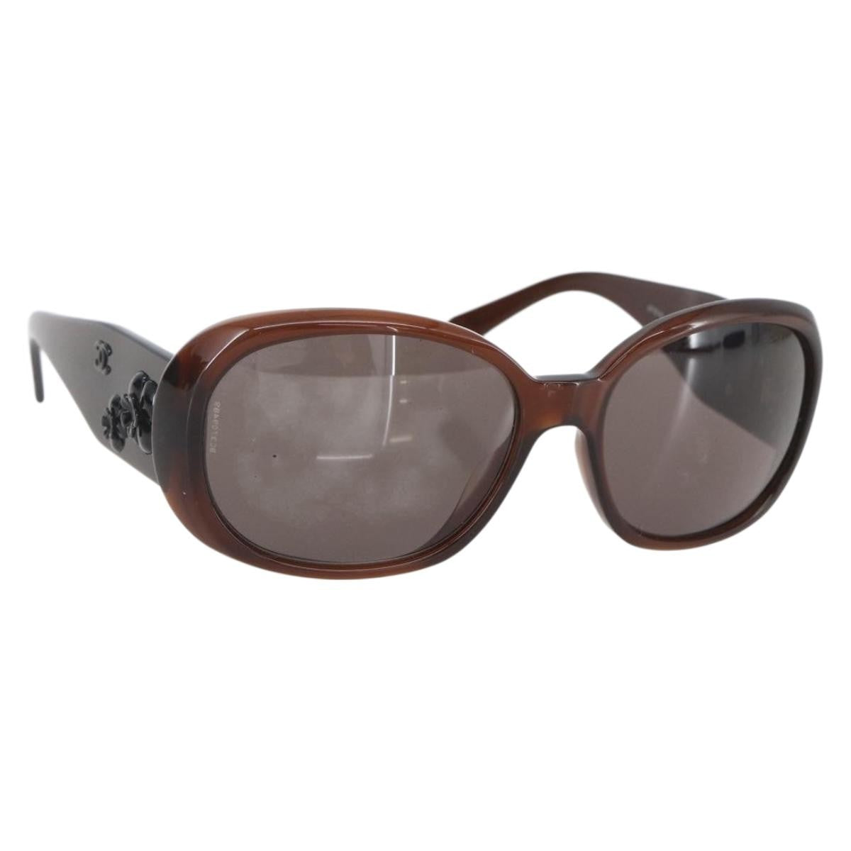 Chanel Camélia Sunglasses Plastic Brown Plastic Sunglasse Accessory (Pre-Owned)