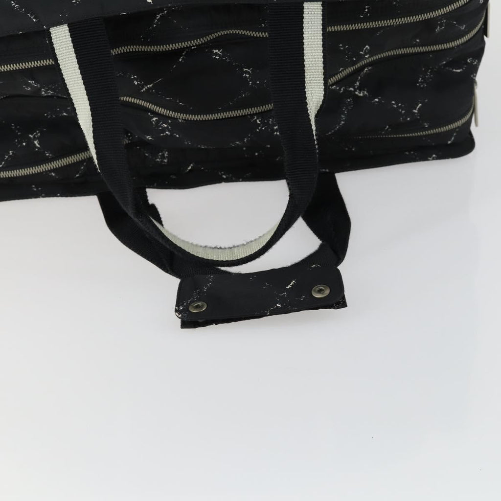 Chanel Travel Line Boston Bag Printed Nylon Black Nylon Travel Bag Bag (Pre-Owned)