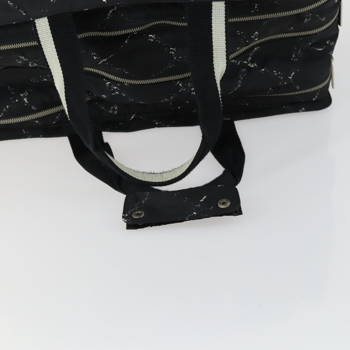 Chanel Travel Line Boston Bag Printed Nylon Black Nylon Travel Bag Bag (Pre-Owned)