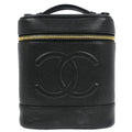 Chanel Vintage Timeless Cosmetic Case Caviar Black Leather Handbag (Pre-Owned)