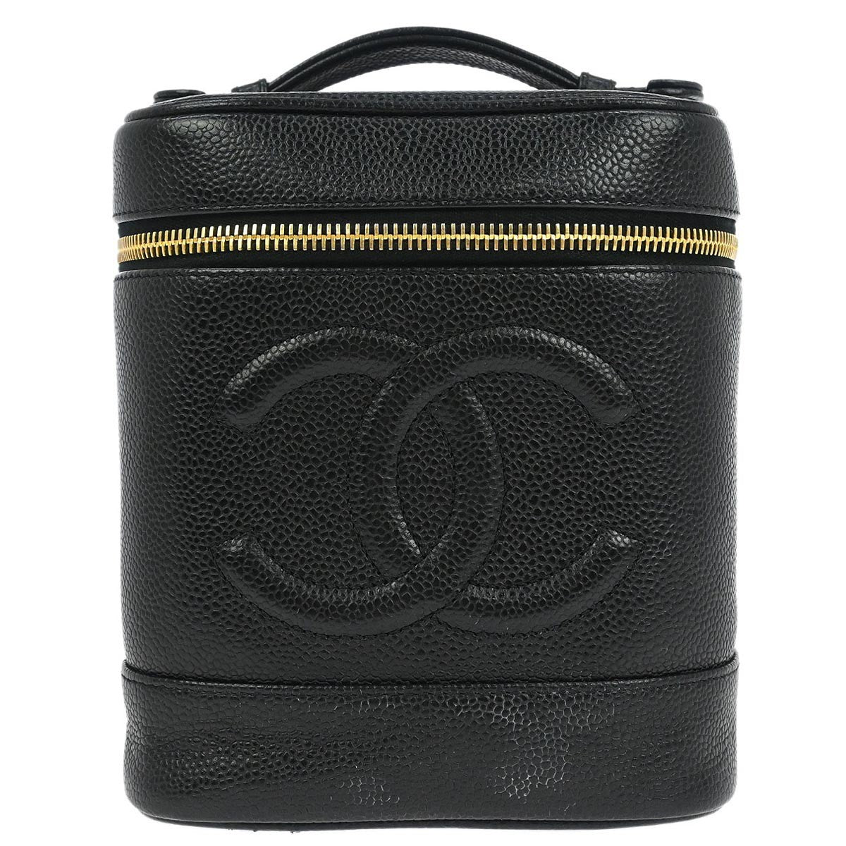 Chanel Vintage Timeless Cosmetic Case Caviar Black Leather Handbag (Pre-Owned)