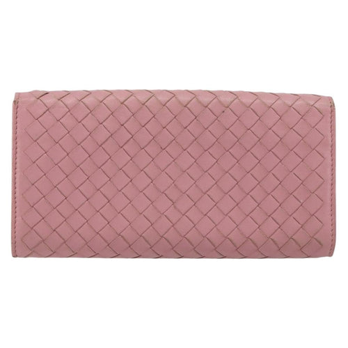 Bottega Veneta Intrecciato Long Zip  Wallet Leather Pink Leather Wallets Accessory (Pre-Owned)