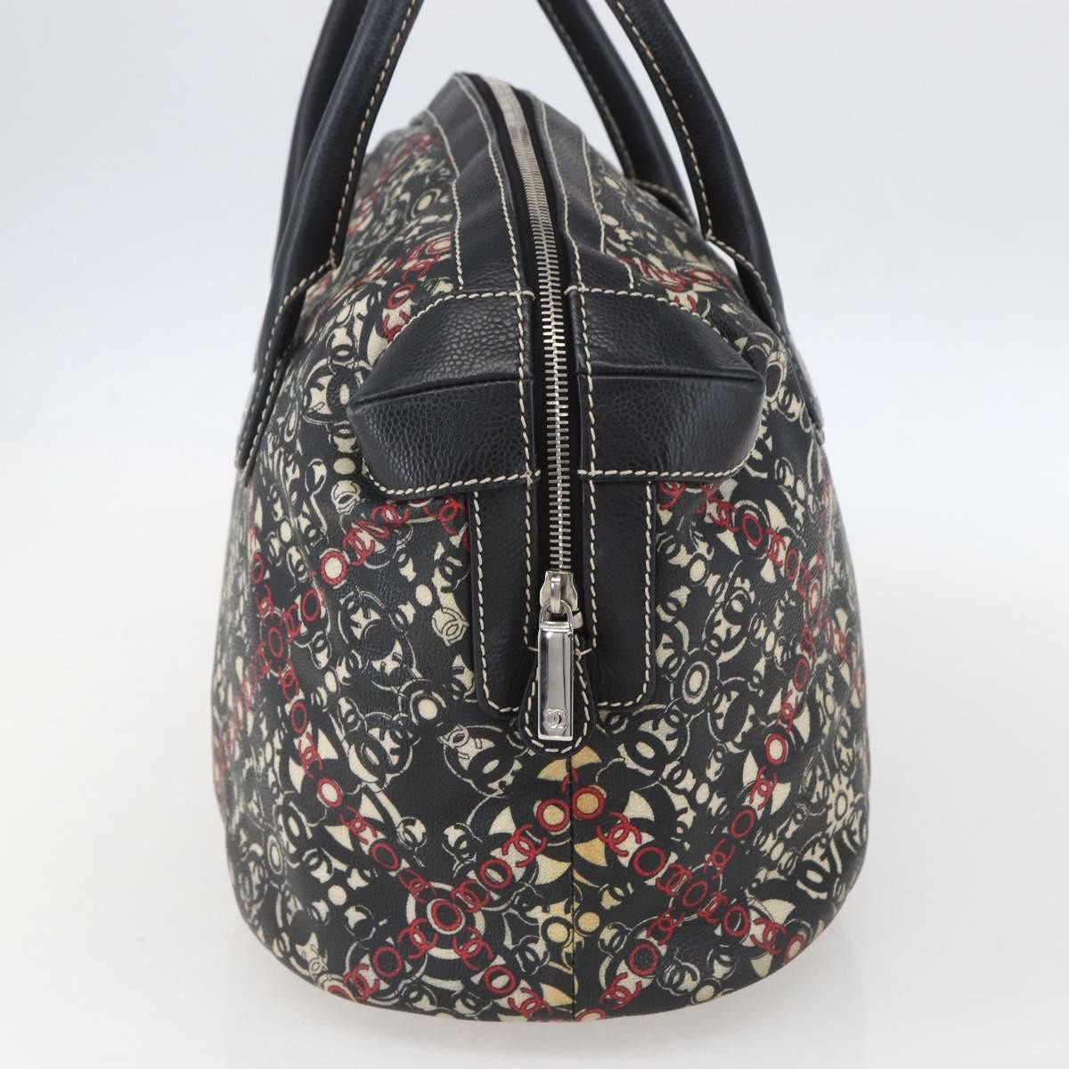 Chanel Optic Coco Bowler Bag Printed Coated Canvas With Caviar Black Pvc Travel Bag Bag (Pre-Owned)