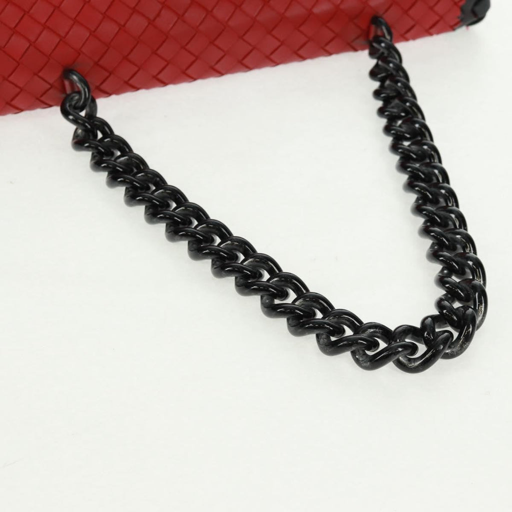 Bottega Veneta Glass Shoulder Bag Intrecciato Nappa With Snakeskin Red Leather Shoulder Bag Bag (Pre-Owned)