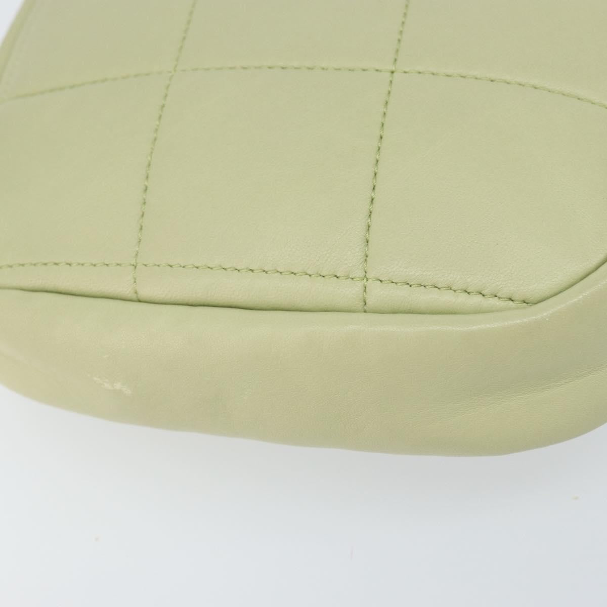 Chanel Diamond Chain Crossbody Bag Quilted Lambskin Green Leather Shoulder Bag Bag (Pre-Owned)