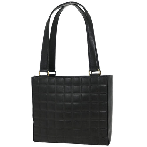 Chanel Chocolate Bar Cc Tote Quilted Leather Black Leather Tote Bag Bag (Pre-Owned)