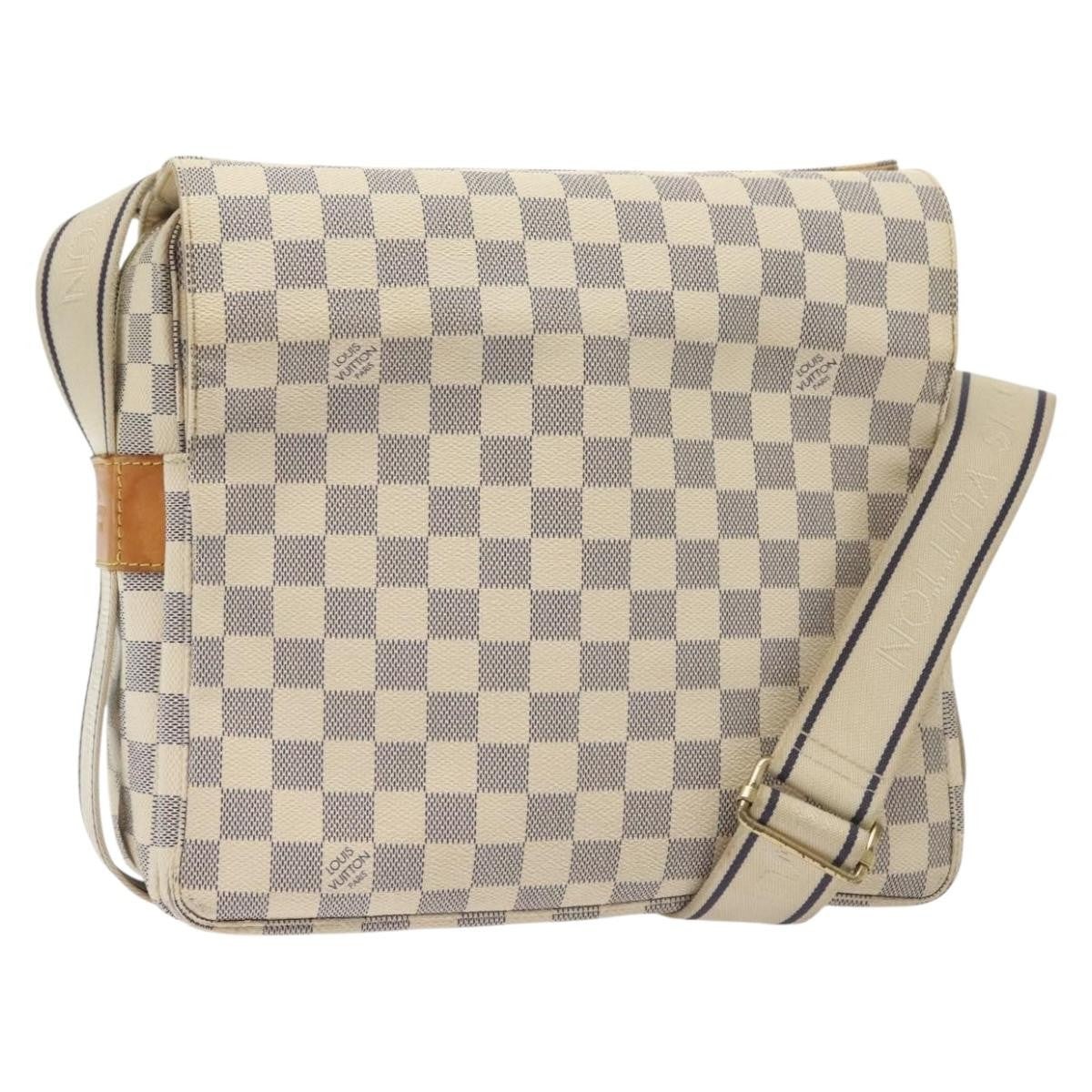 Louis Vuitton Naviglio Handbag Damier White Canvas Shoulder Bag Bag (Pre-Owned)